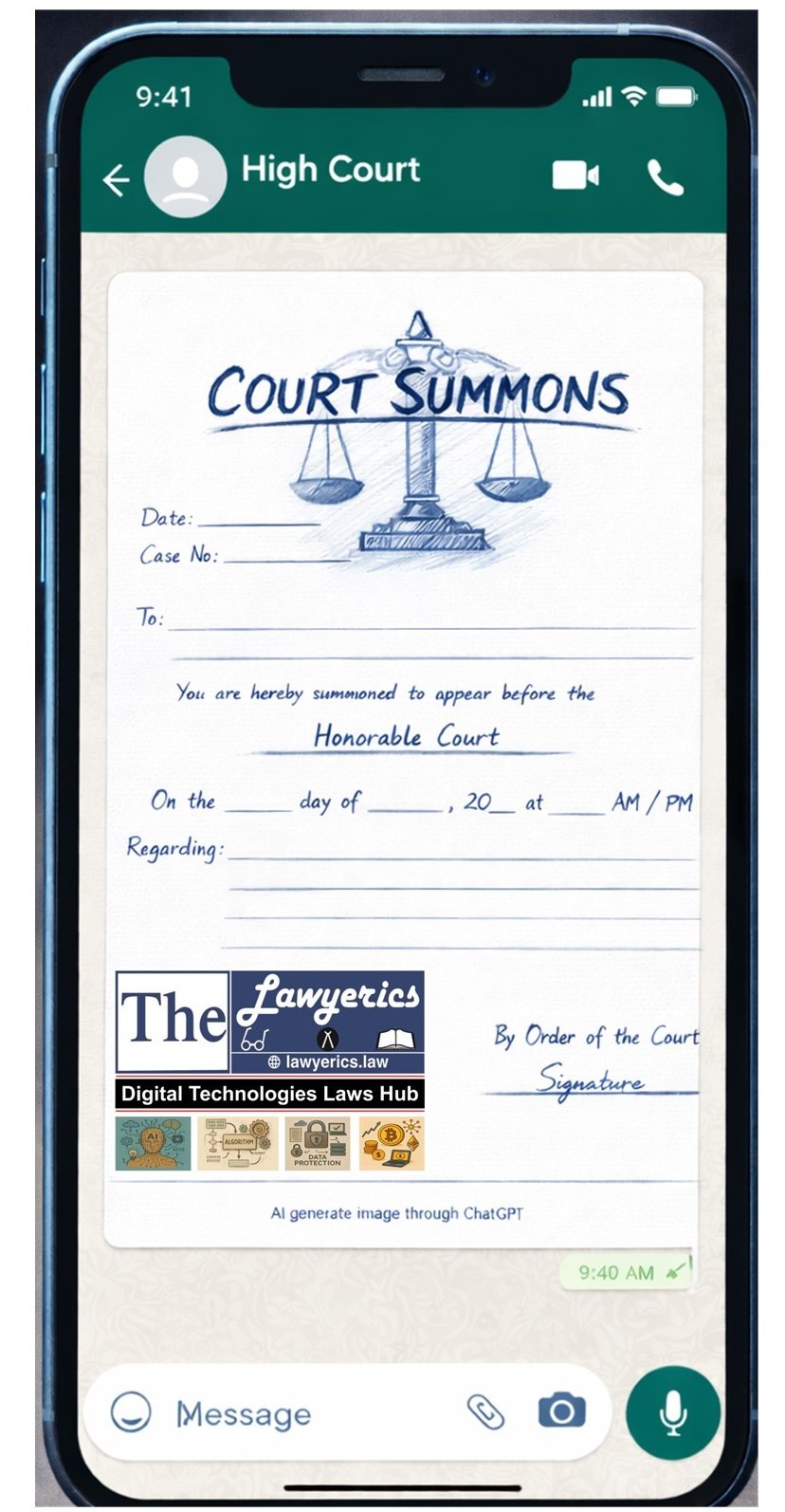 Court notice through WhatsApp