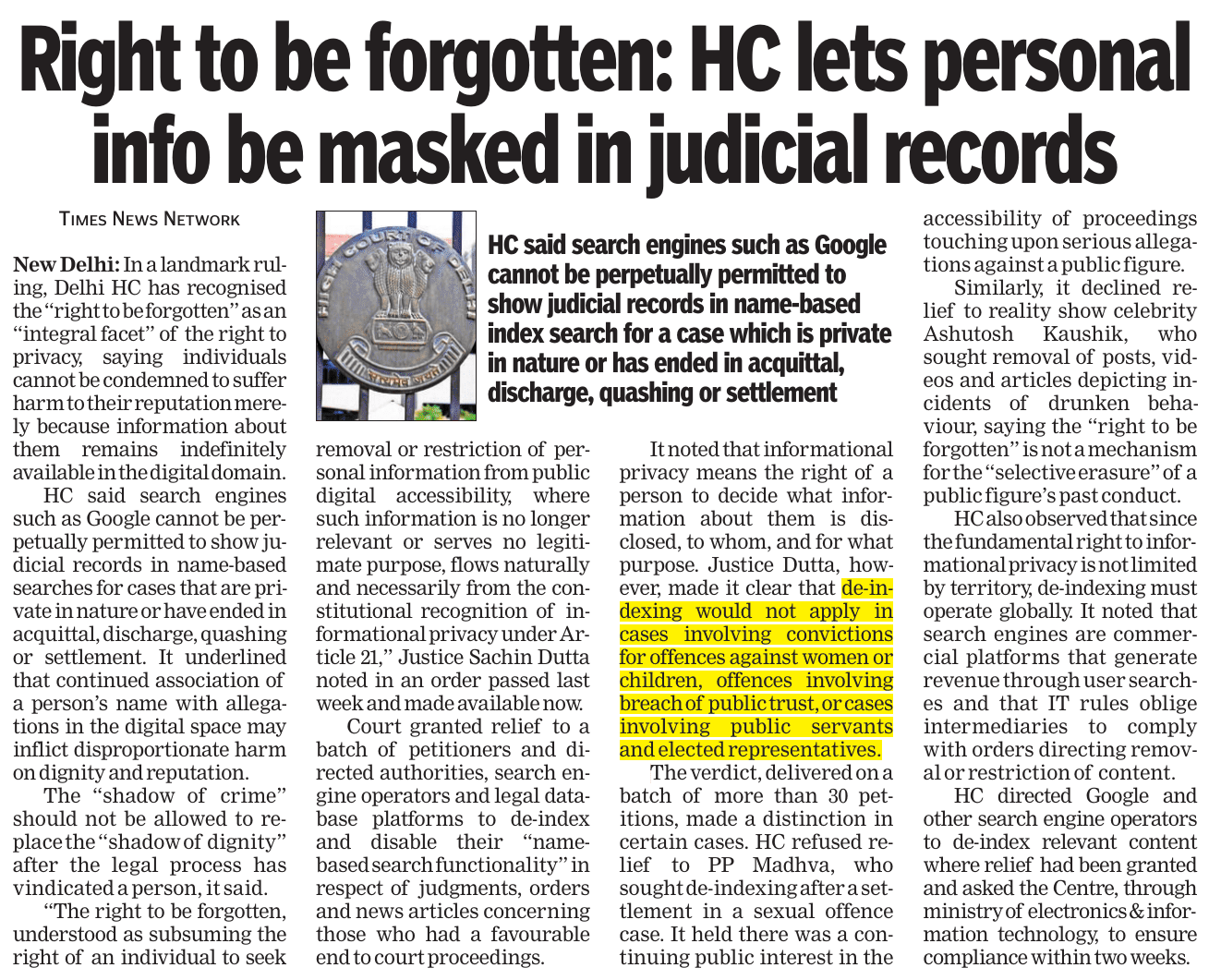 Right to be forgotten